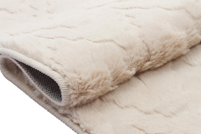 Beige Soft Fur Rug: Soft Washable Plush Carpet