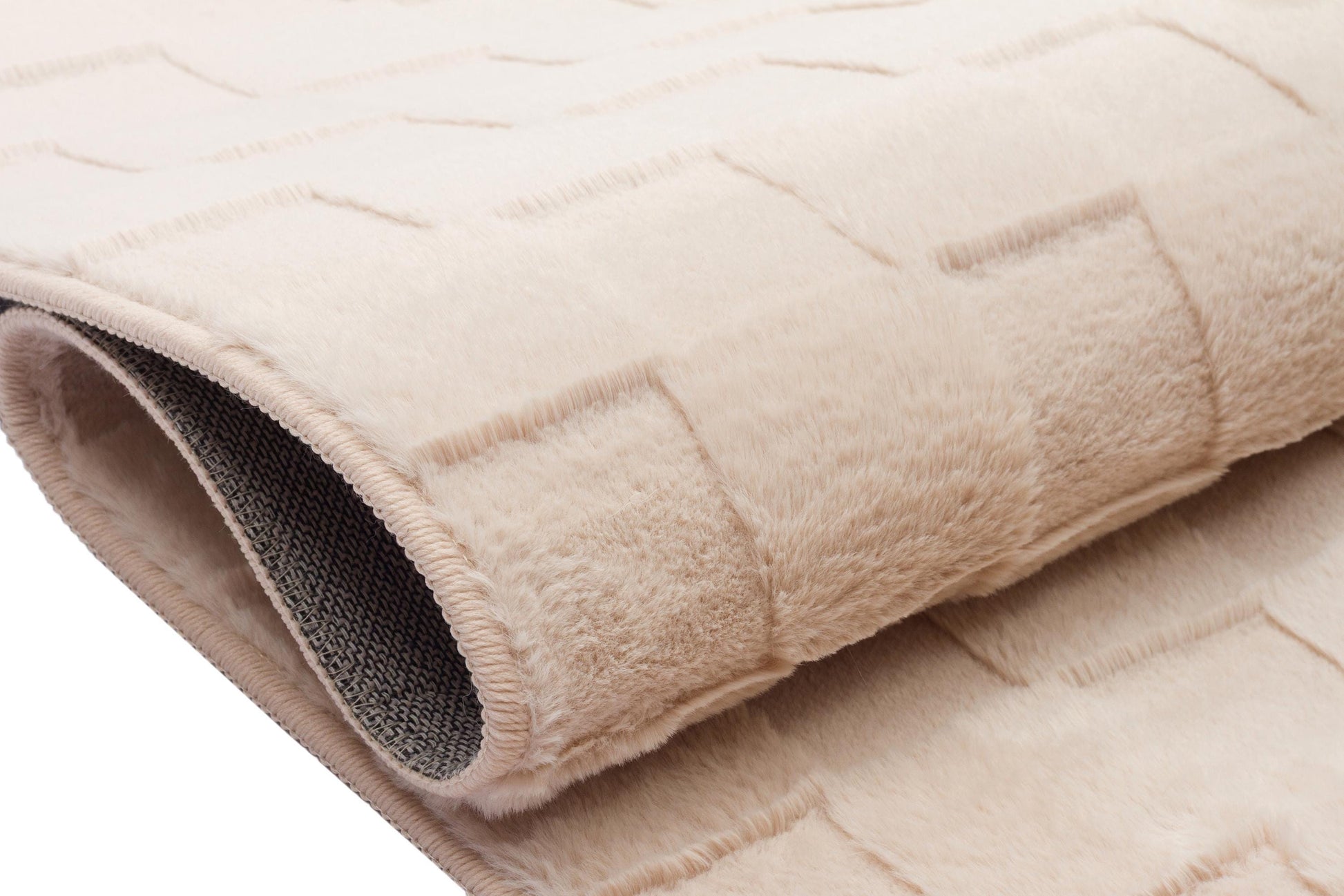 Beige Soft Fur Rug: Soft Washable Plush Carpet