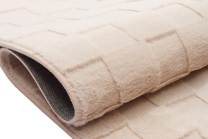 Beige Soft Fur Rug: Soft Washable Plush Carpet