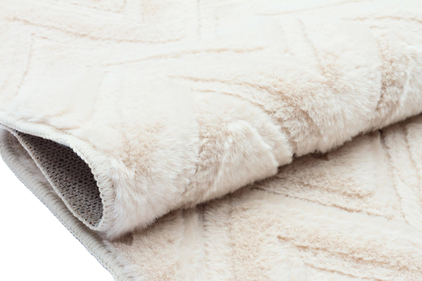 Cream Soft Fur Rug: Soft Washable Plush Carpet
