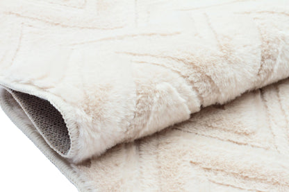 Cream Soft Fur Rug: Soft Washable Plush Carpet