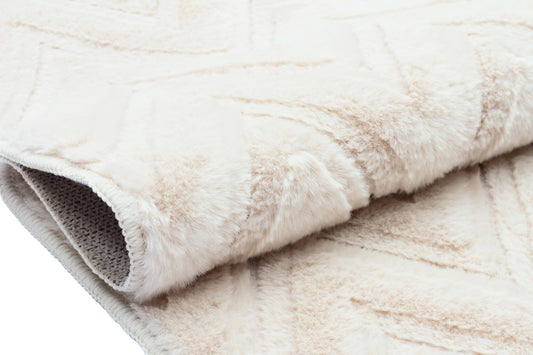 Cream Soft Fur Rug: Soft Washable Plush Carpet