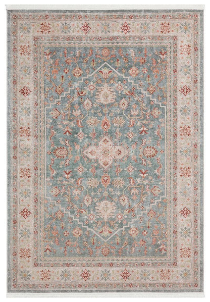 Distressed Oriental Rug – Sage Green Terracotta Muted Persian Style Carpet