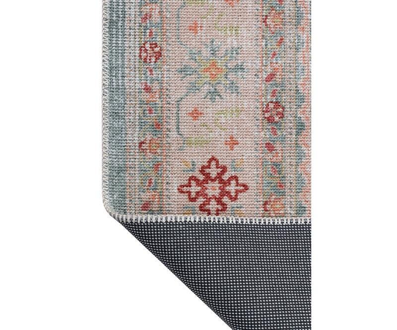 Distressed Oriental Rug – Sage Green Terracotta Muted Persian Style Carpet