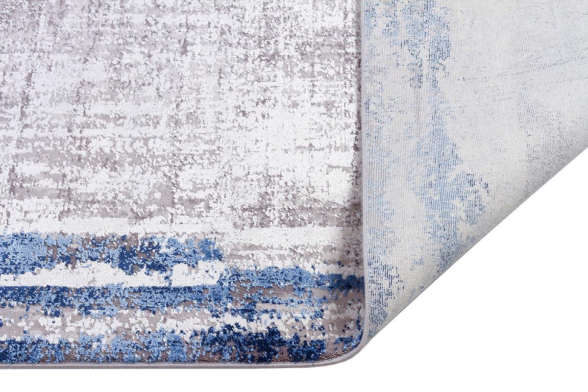 3x10 ft, Blue Turkish Bamboo Runner Rug: Bamboo Silk with Fringes