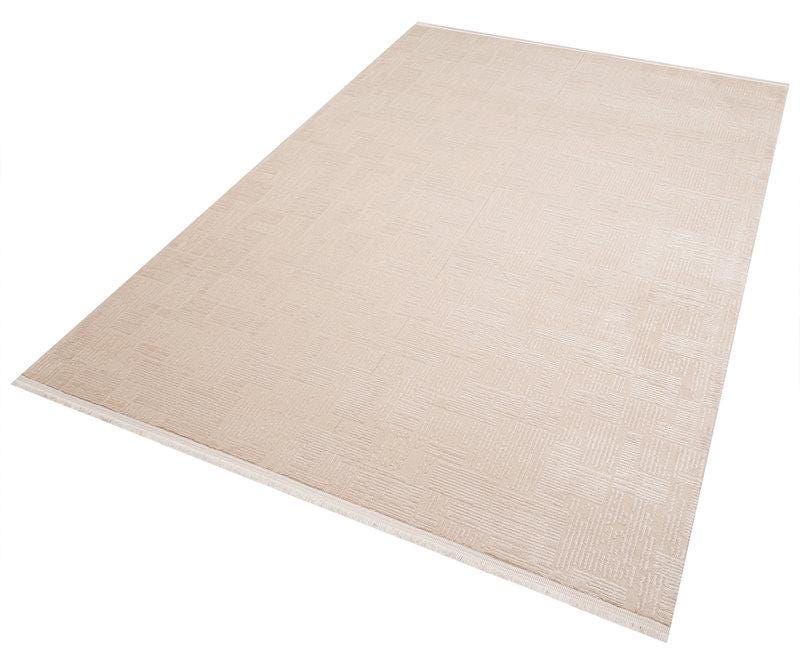 Modern Abstract Runner Rug, Cream Beige Hallway, Low Pile Fringe (Custom Sized)