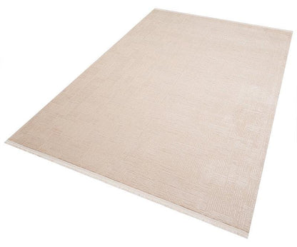 Modern Abstract Runner Rug, Cream Beige Hallway, Low Pile Fringe (Custom Sized)