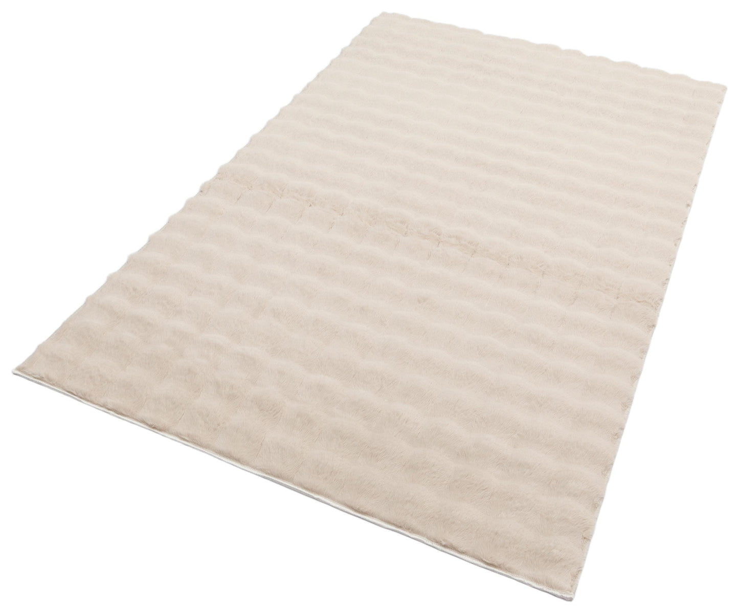 Beige Soft Fur Rug: Soft Washable Plush Carpet