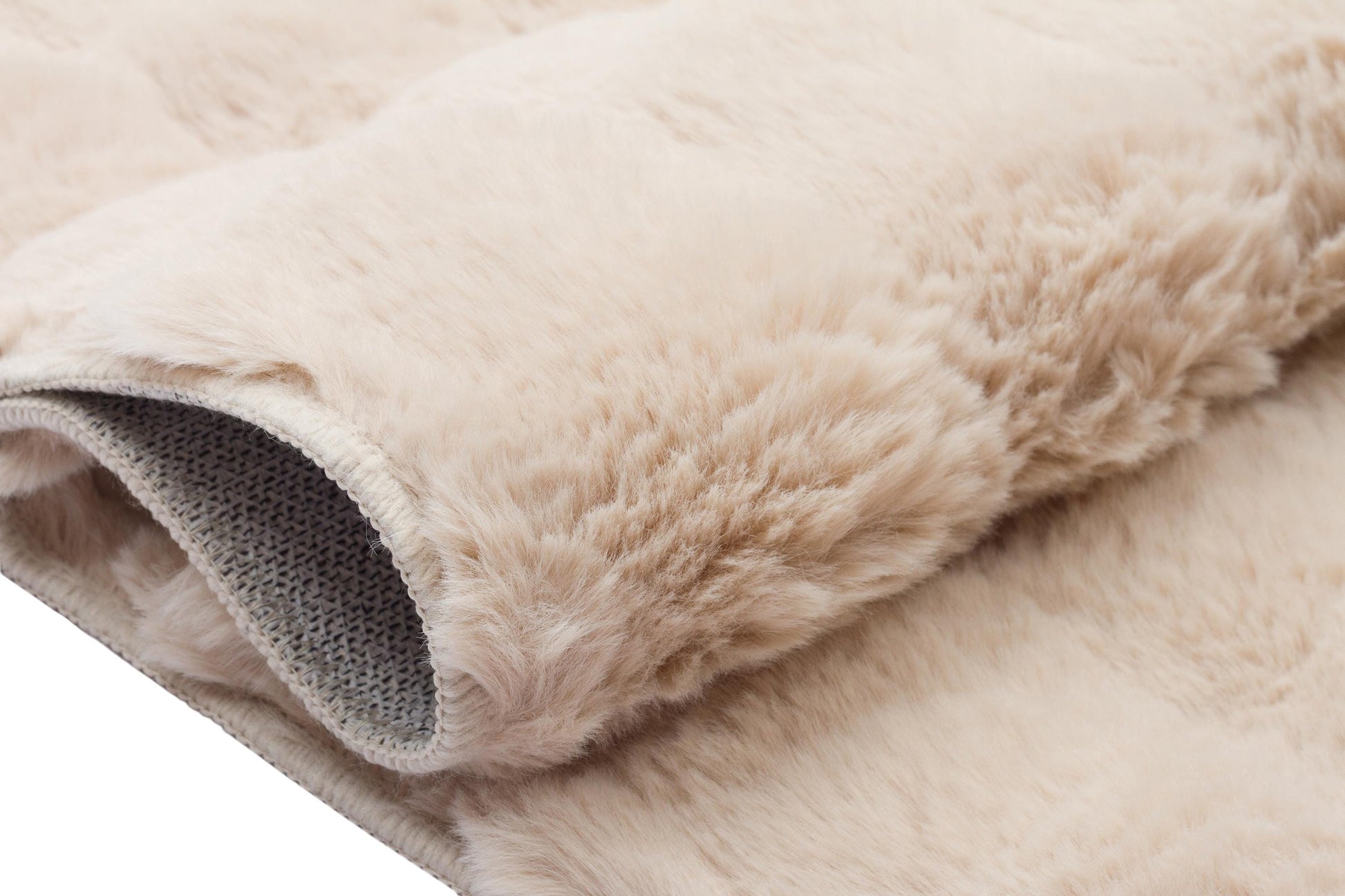 Beige Soft Fur Rug: Soft Washable Plush Carpet