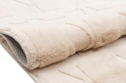 Beige Soft Fur Rug: Soft Washable Plush Carpet